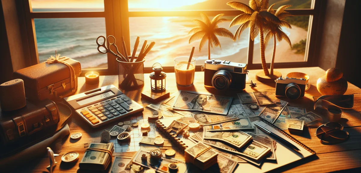 Financial planning concept with calendar and money, professional lifestyle photography, organized de