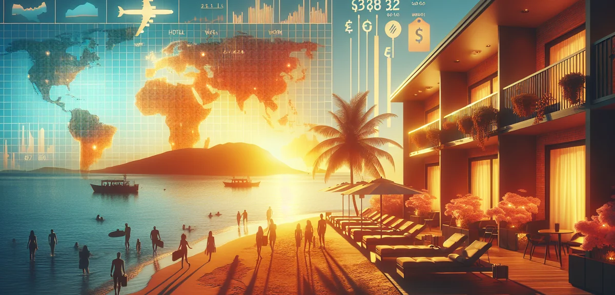 World map with hotel prices in different currencies, professional infographic photography, clean mod