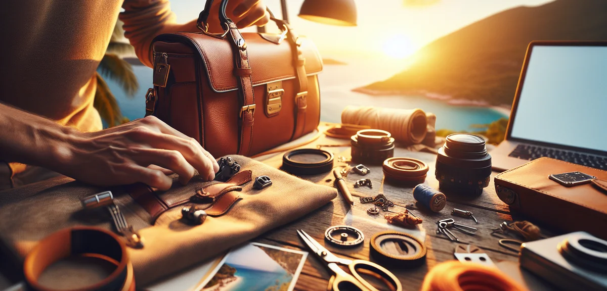 Expert authenticating luxury handbag checking stitching and hardware details, professional close-up