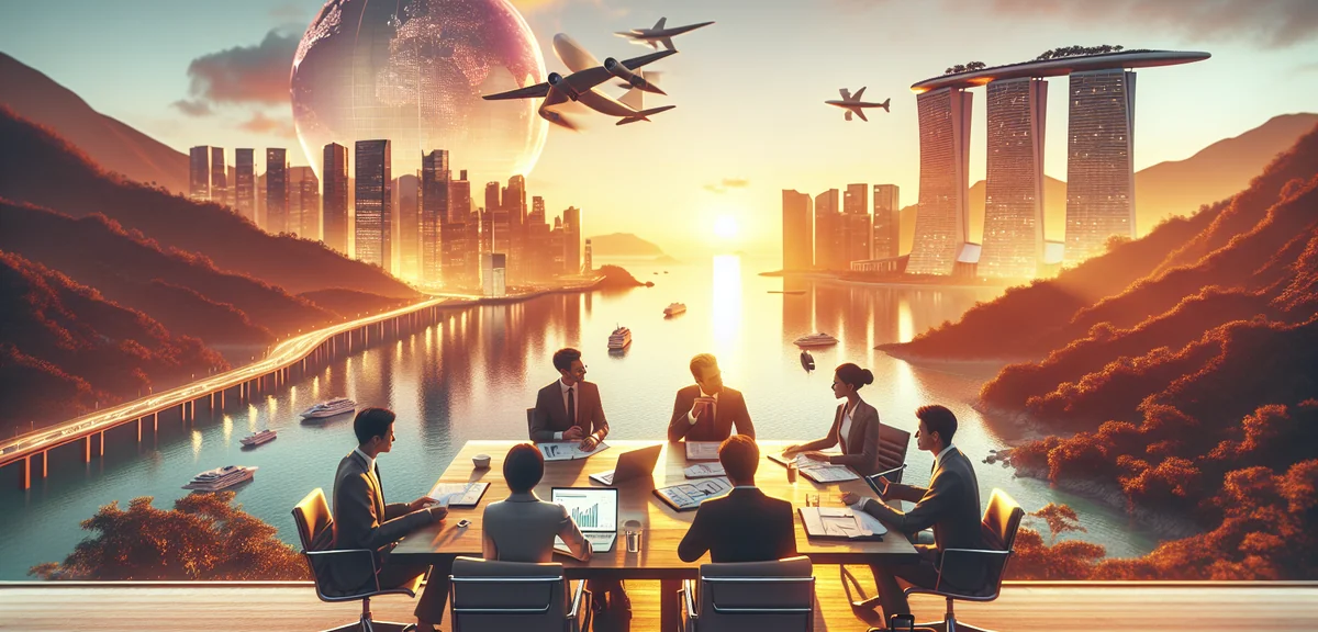 Business strategy meeting about referral marketing program, modern office, professional corporate ph