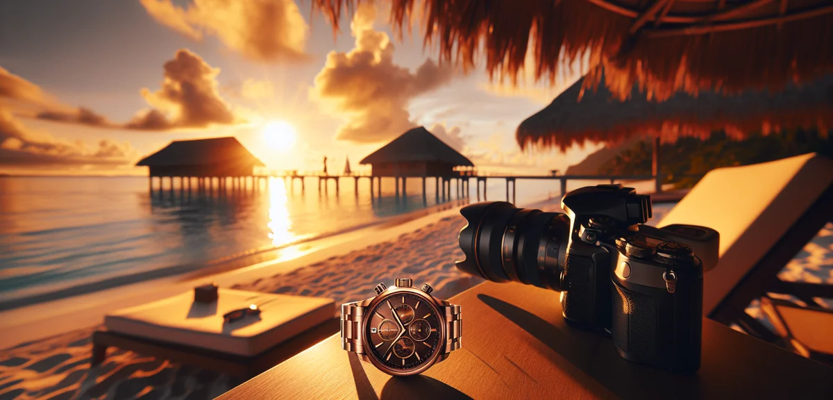 Luxury watch comparison showing same model at different prices, professional product photography, cl