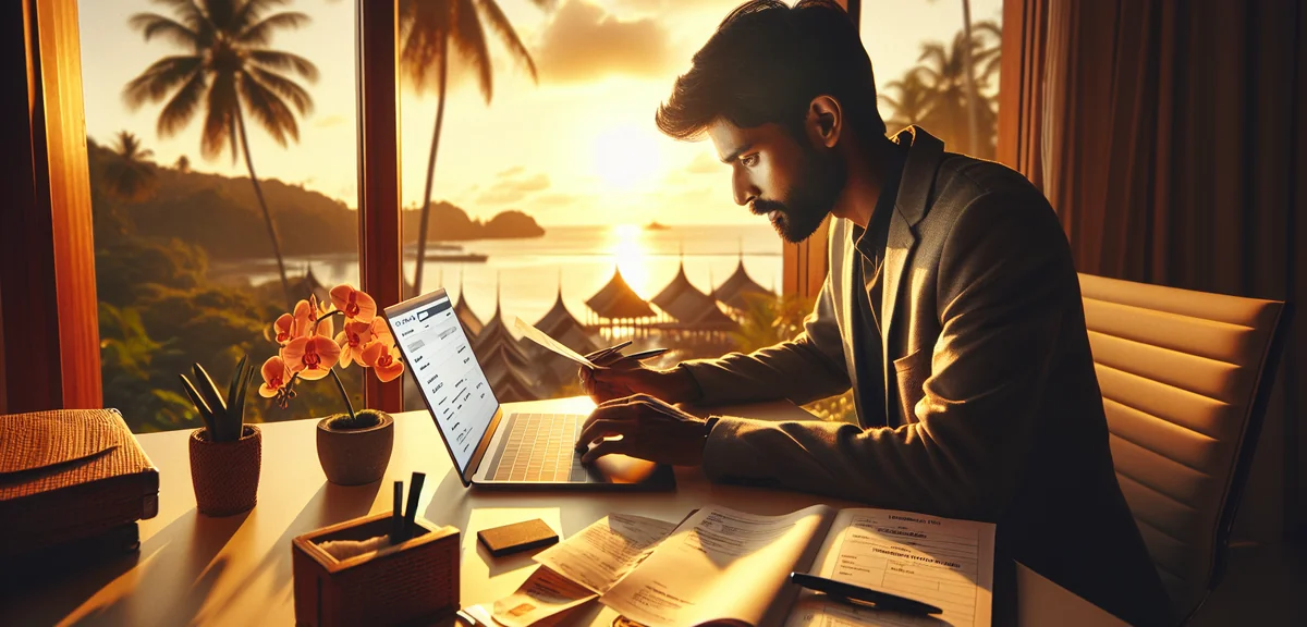 Person filling out shipping address form on laptop for international order, professional lifestyle p