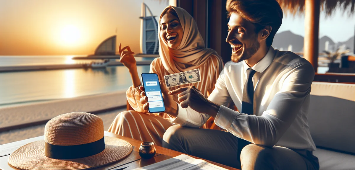 Person receiving weekly payment notification with happy expression, modern smartphone, professional