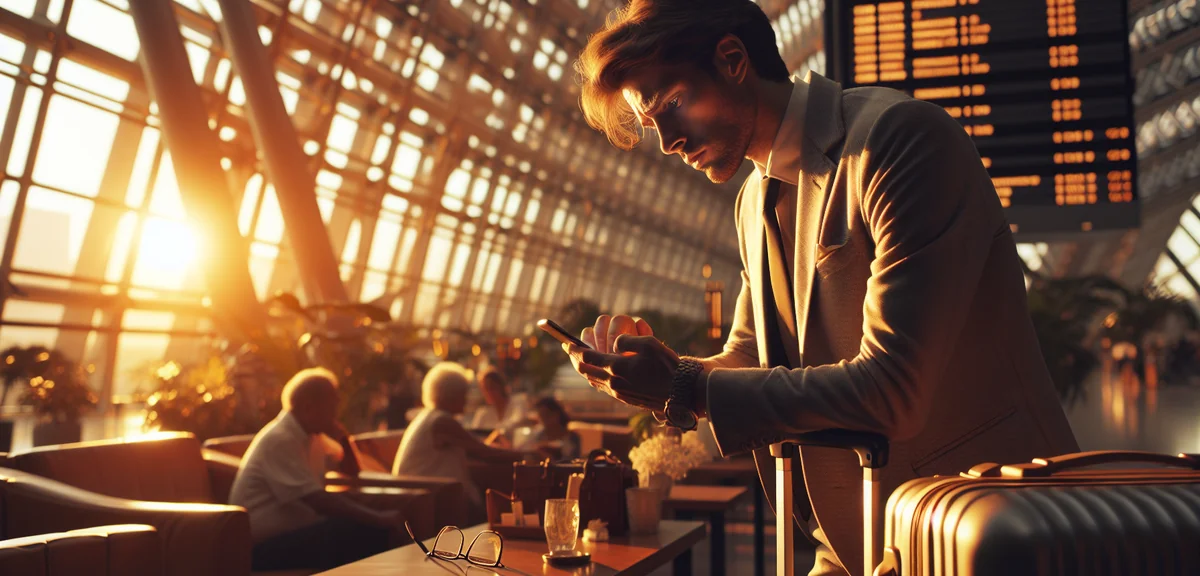 Person looking worried at phone receiving cancellation notice, professional lifestyle photography, i