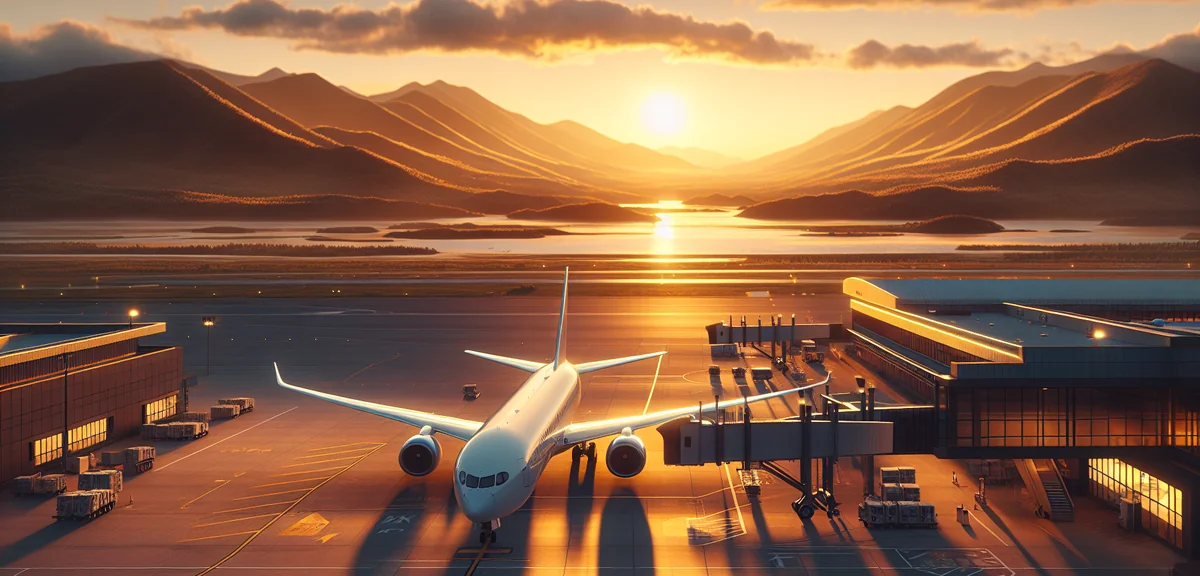 ANA or JAL airplane at New Chitose Airport gate with Hokkaido mountain view, professional aviation p