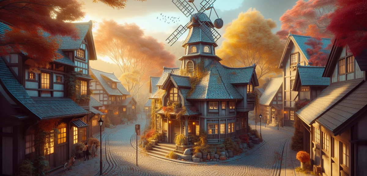 Charming European-style Kitano Ijinkan district in Kobe with weathercock house and tourists walking 